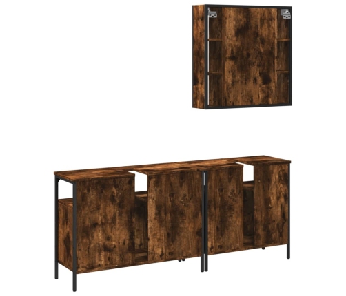 Set de muebles baño 3 pzas madera contrachapada roble ahumado