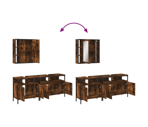 Set de muebles baño 3 pzas madera contrachapada roble ahumado