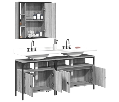 Set de muebles de baño 3 pzas madera contrachapada gris sonoma