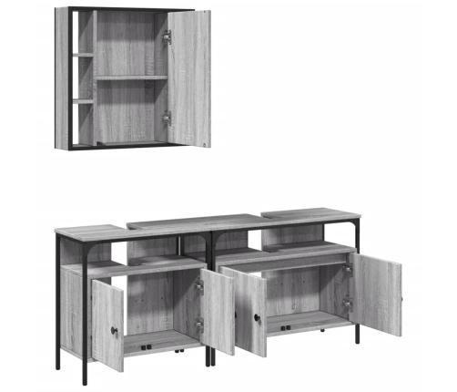 Set de muebles de baño 3 pzas madera contrachapada gris sonoma