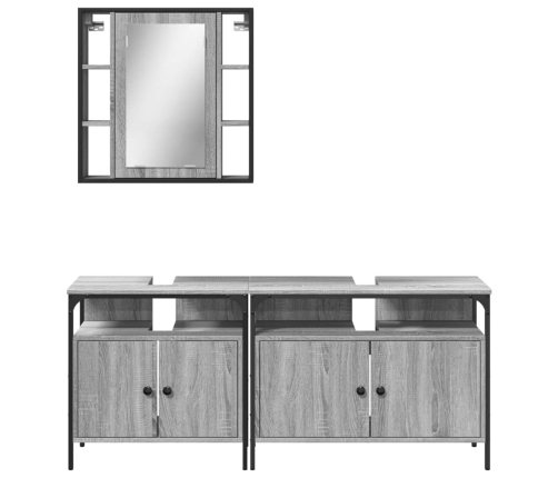 Set de muebles de baño 3 pzas madera contrachapada gris sonoma