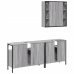 Set de muebles de baño 3 pzas madera contrachapada gris sonoma