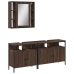 Set de muebles de baño 3 pzas madera contrachapada roble marrón