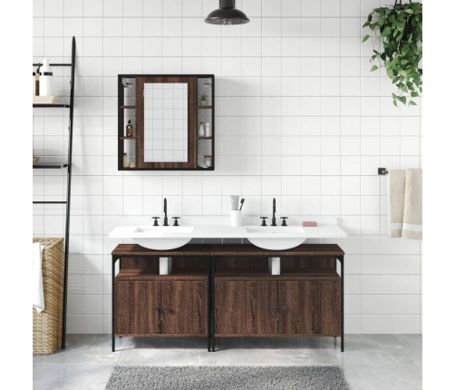 Set de muebles de baño 3 pzas madera contrachapada roble marrón