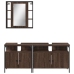 Set de muebles de baño 3 pzas madera contrachapada roble marrón