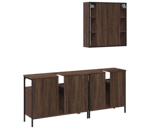 Set de muebles de baño 3 pzas madera contrachapada roble marrón