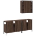 Set de muebles de baño 3 pzas madera contrachapada roble marrón