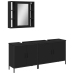 Set de muebles de baño 3 piezas madera contrachapada negro