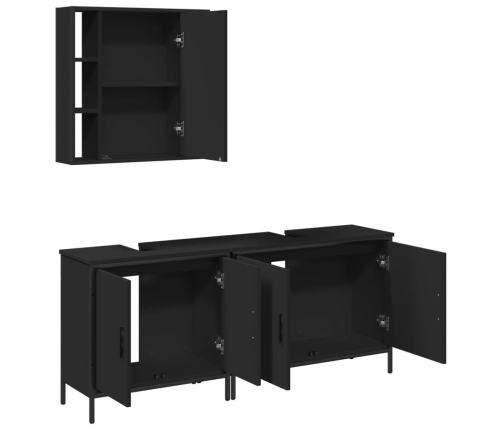 Set de muebles de baño 3 piezas madera contrachapada negro