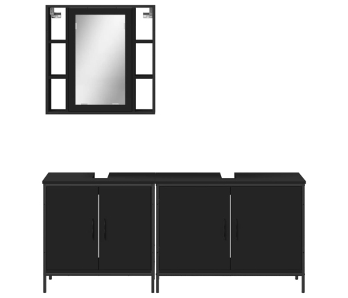 Set de muebles de baño 3 piezas madera contrachapada negro