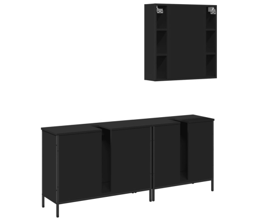 Set de muebles de baño 3 piezas madera contrachapada negro