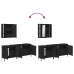 Set de muebles de baño 3 piezas madera contrachapada negro