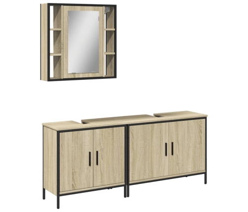 Set de muebles de baño 3 pzas madera contrachapada roble sonoma