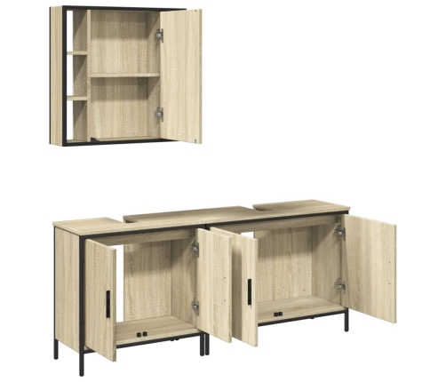 Set de muebles de baño 3 pzas madera contrachapada roble sonoma