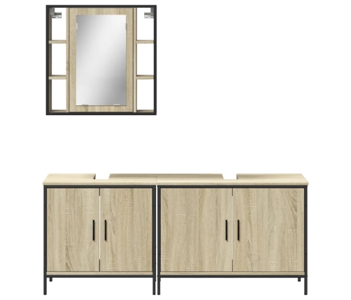 Set de muebles de baño 3 pzas madera contrachapada roble sonoma