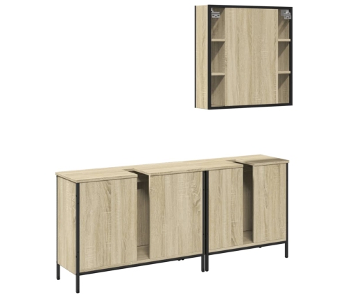 Set de muebles de baño 3 pzas madera contrachapada roble sonoma