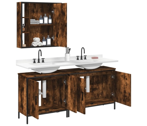 Set de muebles baño 3 pzas madera contrachapada roble ahumado