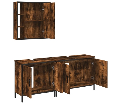 Set de muebles baño 3 pzas madera contrachapada roble ahumado