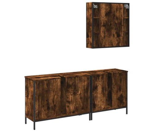 Set de muebles baño 3 pzas madera contrachapada roble ahumado