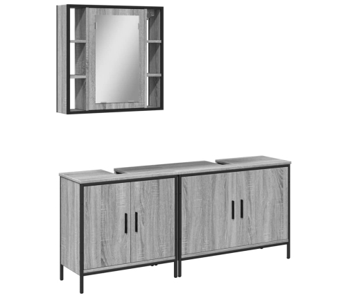 Set de muebles de baño 3 pzas madera contrachapada gris sonoma