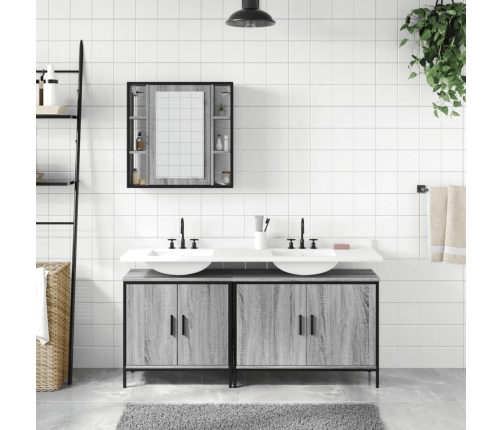 Set de muebles de baño 3 pzas madera contrachapada gris sonoma