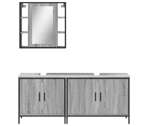 Set de muebles de baño 3 pzas madera contrachapada gris sonoma