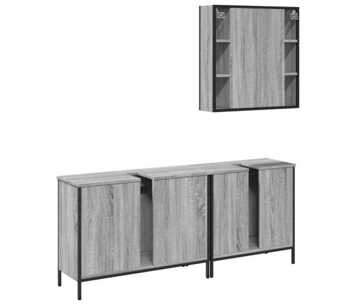 Set de muebles de baño 3 pzas madera contrachapada gris sonoma