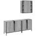 Set de muebles de baño 3 pzas madera contrachapada gris sonoma