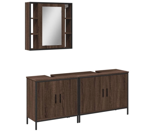 Set de muebles de baño 3 pzas madera contrachapada roble marrón