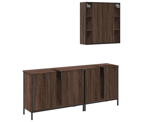 Set de muebles de baño 3 pzas madera contrachapada roble marrón