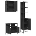 Set de muebles de baño 3 piezas madera contrachapada negro