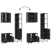 Set de muebles de baño 3 piezas madera contrachapada negro