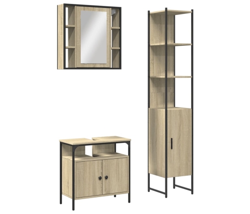 Set de muebles de baño 3 pzas madera contrachapada roble sonoma