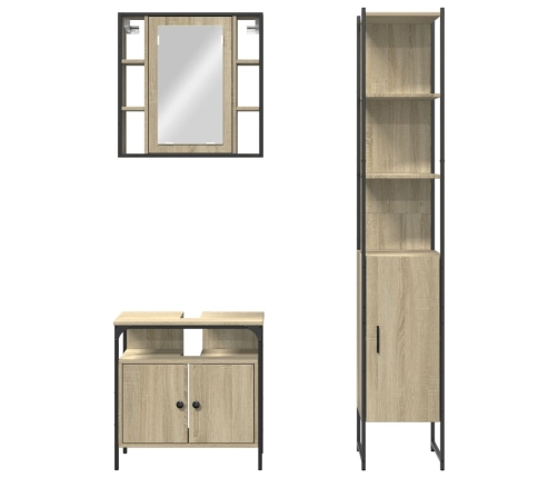 Set de muebles de baño 3 pzas madera contrachapada roble sonoma