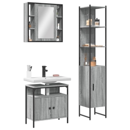 Set de muebles de baño 3 pzas madera contrachapada gris sonoma