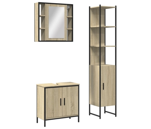 Set de muebles de baño 3 pzas madera contrachapada roble sonoma