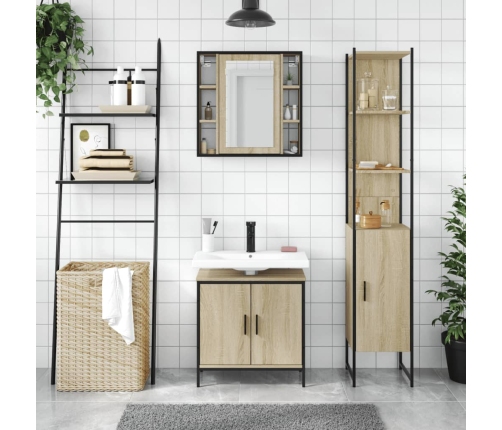 Set de muebles de baño 3 pzas madera contrachapada roble sonoma