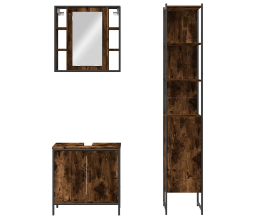 Set de muebles baño 3 pzas madera contrachapada roble ahumado