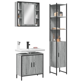 Set de muebles de baño 3 pzas madera contrachapada gris sonoma