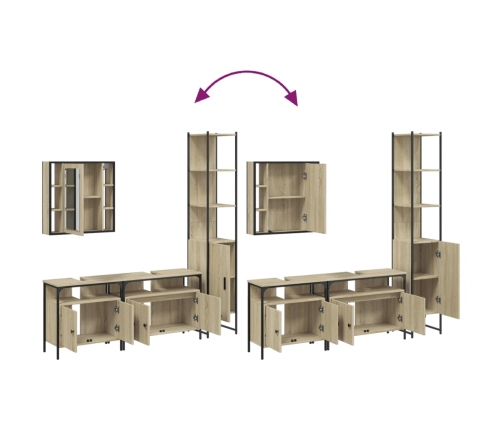 Juego de muebles de baño 4 pzas madera ingeniería roble Sonoma