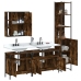 Set de muebles de baño 4 piezas madera contrachapada roble humo