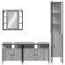 Set de armario de baño 4 pzas madera contrachapada gris sonoma