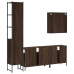 Set de muebles de baño 4 pzas madera contrachapada marrón roble