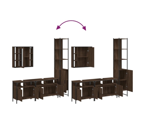 Set de muebles de baño 4 pzas madera contrachapada marrón roble