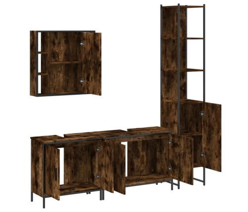 Set de muebles de baño 4 piezas madera contrachapada roble humo