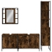 Set de muebles de baño 4 piezas madera contrachapada roble humo