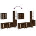 Set de muebles de baño 4 piezas madera contrachapada roble humo