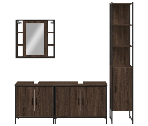 Set de muebles de baño 4 pzas madera contrachapada marrón roble