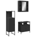 Set de muebles de baño 3 piezas madera contrachapada negro