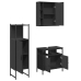 Set de muebles de baño 3 piezas madera contrachapada negro